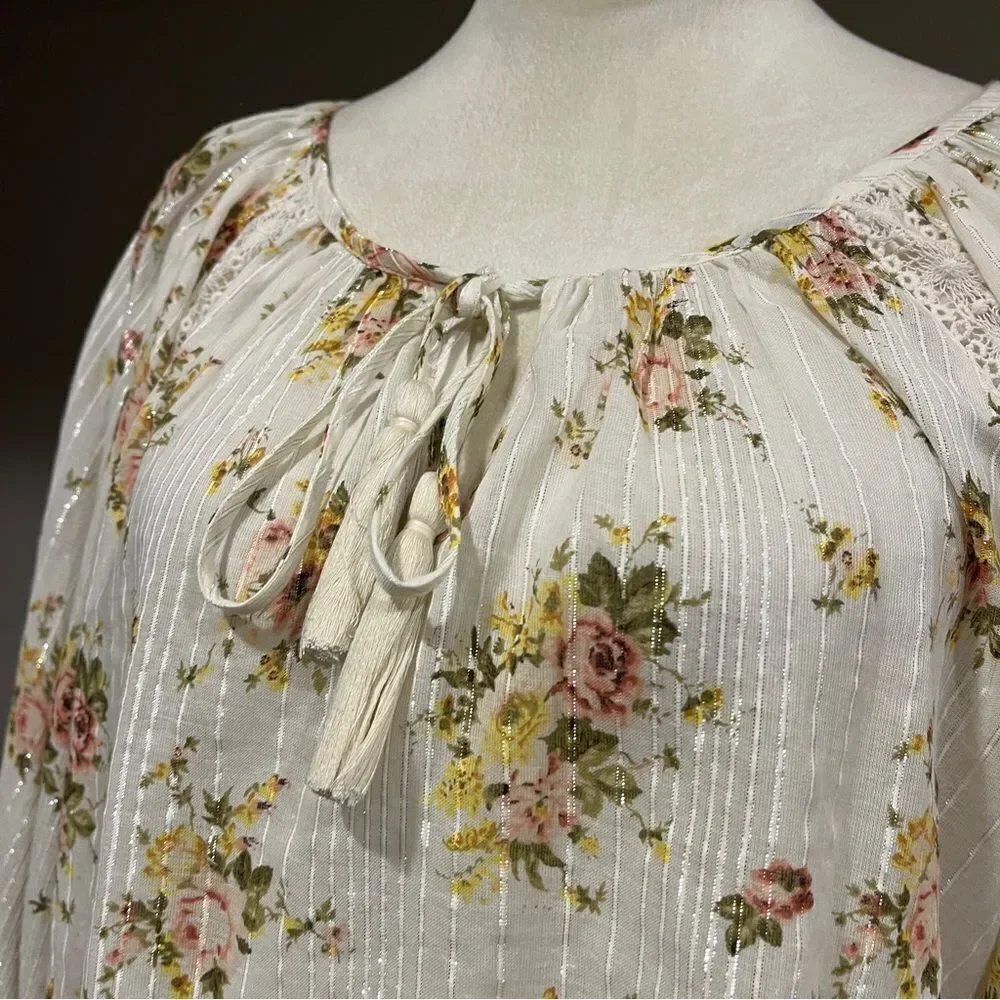 Lovestitch floral long sleeve oversized‎ blouse size M Medium - Picture 2 of 15